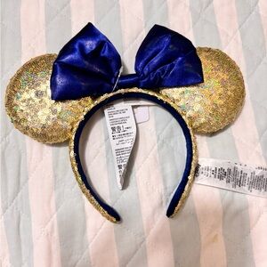 Minnie Mouse Gold and Blue Sequin Mouse Ear Headband